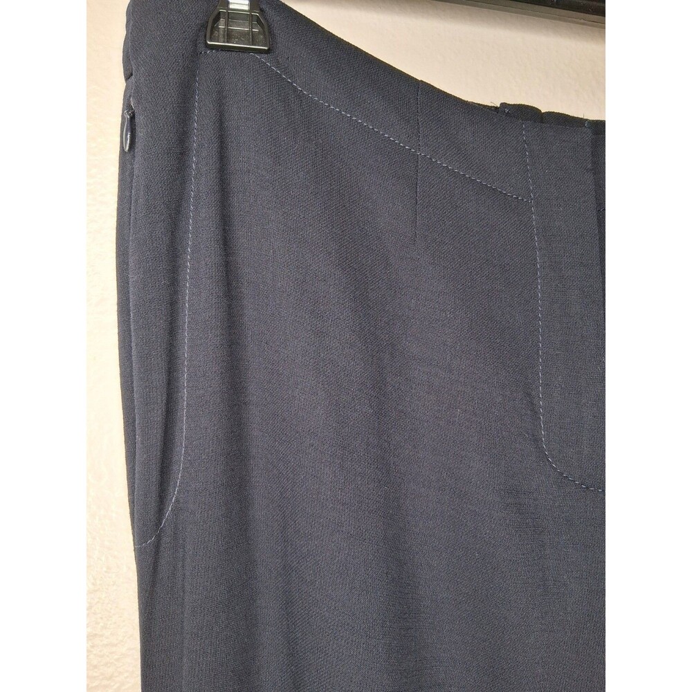 Escada Womens Navy Blue Virgin Wool Stretch Pants Size 44 Office Career - Picture 5 of 16